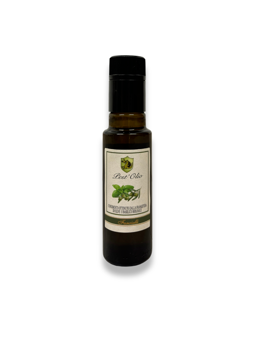 Extra virgin olive oil and basil bottiglia 100ml