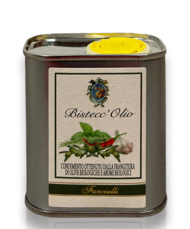 olio extravergine oliva aromatizzato bisteccolio lattina 100ML