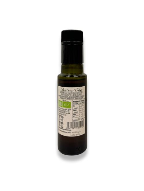 olio extravergine oliva aromatizzato bisteccolio bottiglia 100ML retro